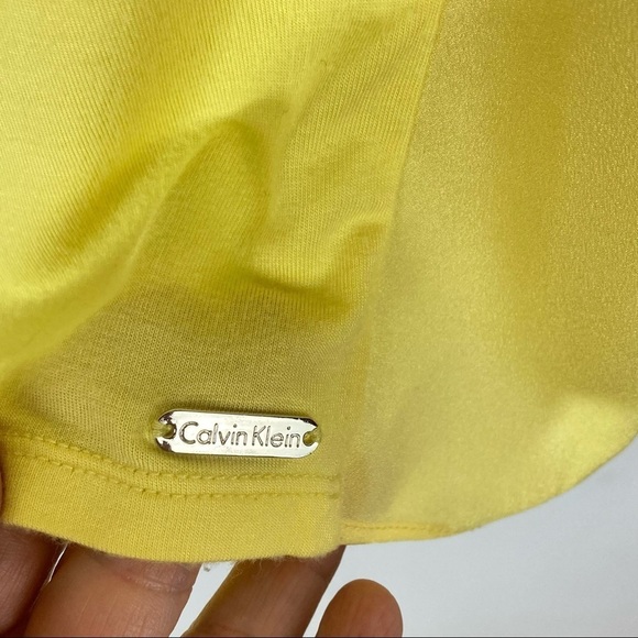 Calvin Klein Yellow Cap Sleeve Scoop Neck Top - Picture 8 of 10